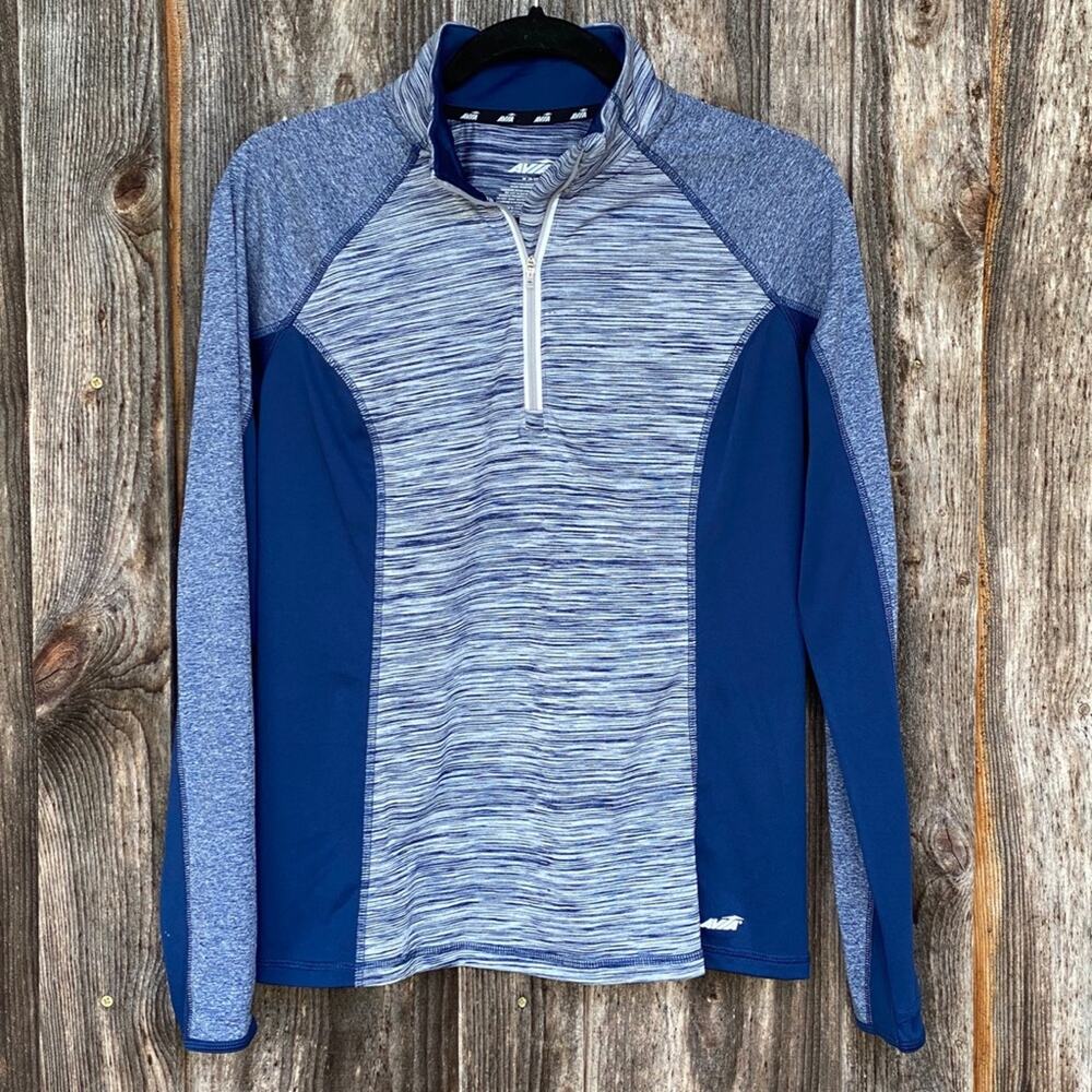 AVIA M Navy Blue Smooth Knit Half Zip Long Sleeve Fitness Top